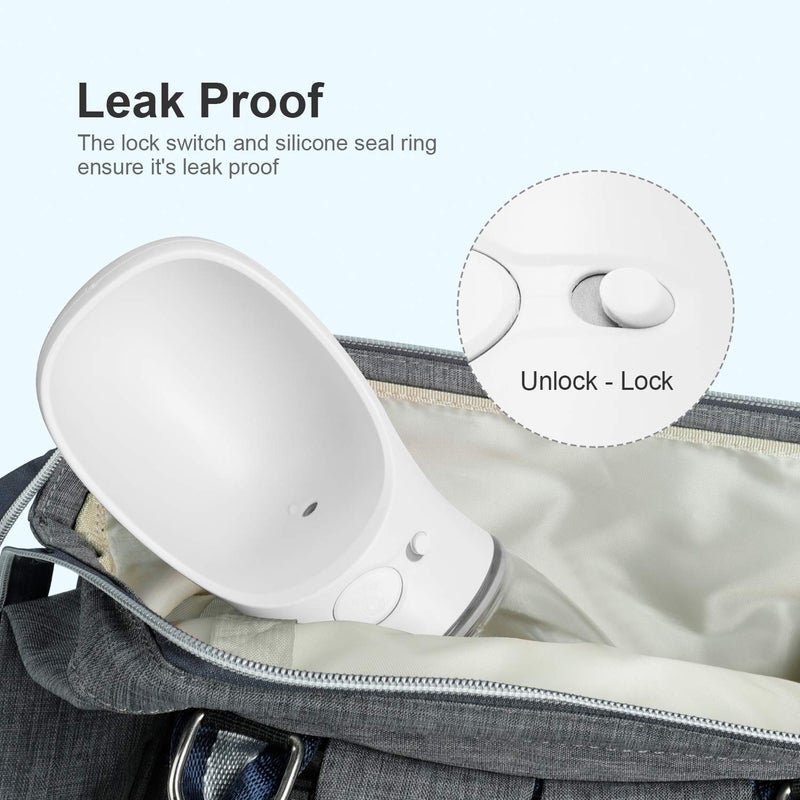DEYACE Dog Water Bottle, Leak Proof Portable Pet Water Bottles for Dogs, Puppy Water Dispenser with Drinking Feeder for Travel (Milk White 12oz) - Image 3